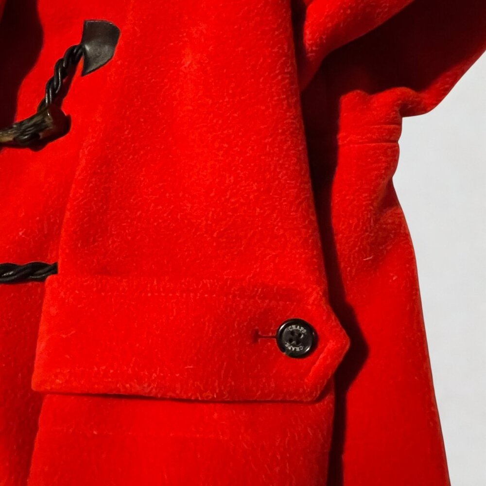 Chaps Button Down Mid-length red wool coat with a… - image 4